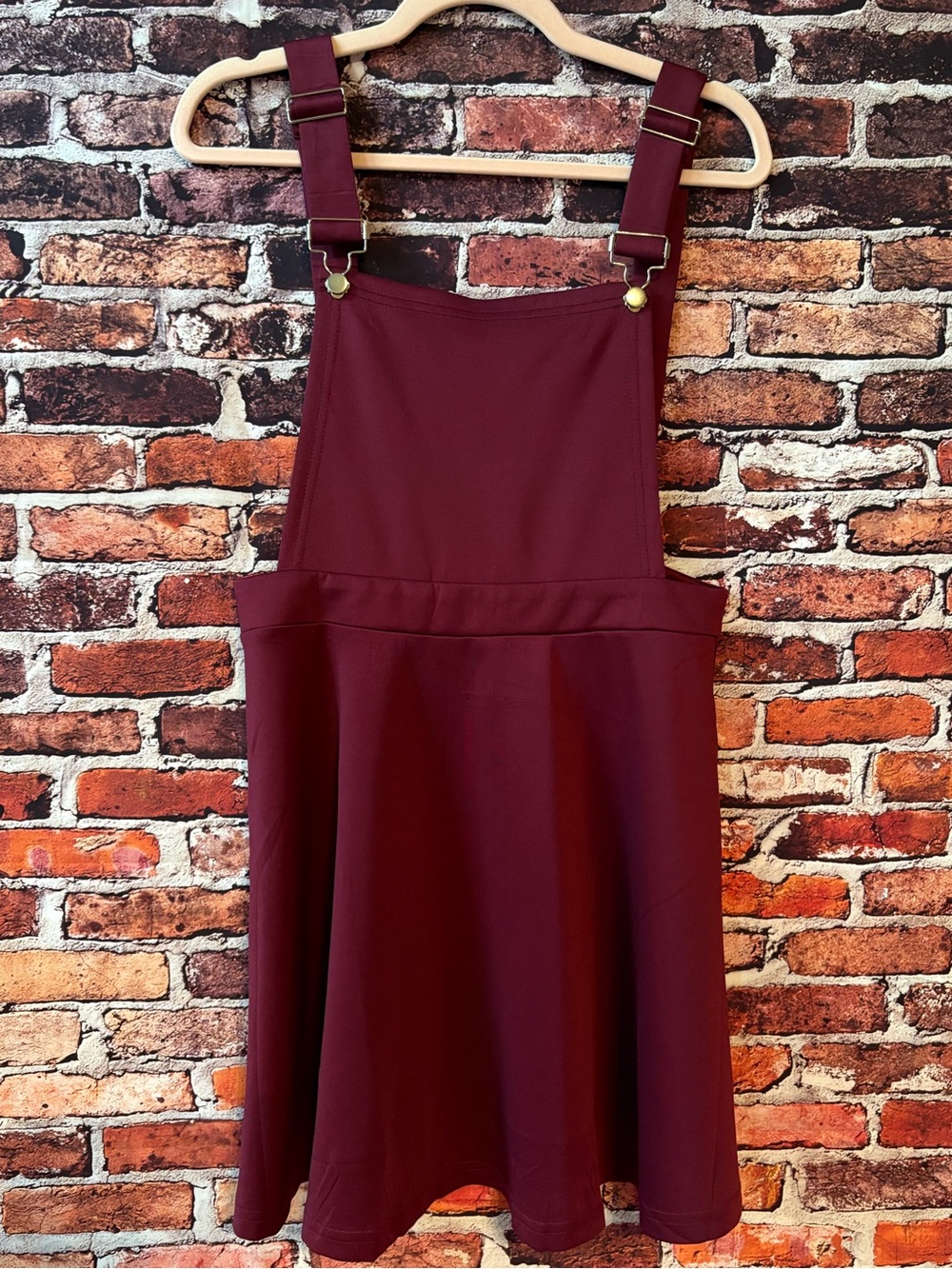 YOINS Burgundy Overalls Schoolgirl Mini Dress 8/10 Medium